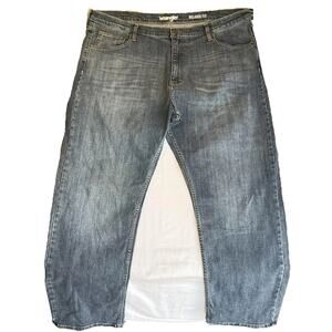 Wrangler Men Jeans 42X30 Blue Denim Button 30" Inseam Straight Leg Mid Rise